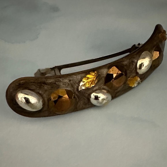 Vintage Neiman Marcus Gold, Silver Hair Barrette. main image 4